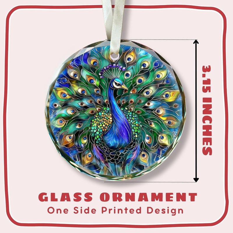 TEEBIM Peacock Ornament - Peacock Gifts for Women Men, Gifts for Peacocks Lovers - Peacocks Christmas Ornaments 2025 - Glass Hanging Christmas Ornaments for Tree 2025 - Image 2